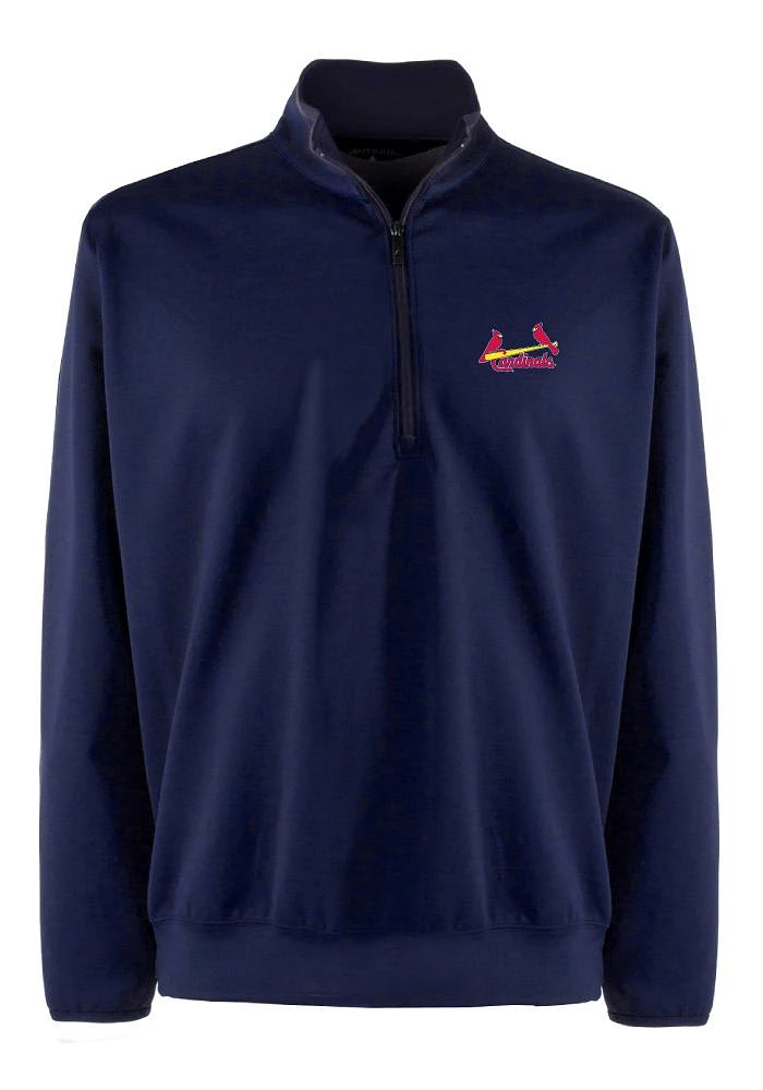Antigua St Louis Cardinals Mens Navy Blue Leader Long Sleeve Qtr Zip Pullover