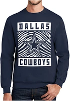 Zubaz Dallas Cowboys Mens Navy Blue Zebra Monotone Long Sleeve Crew Sweatshirt