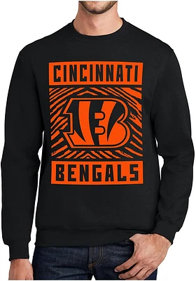 Zubaz Cincinnati Bengals Mens Black Zebra Monotone Long Sleeve Crew Sweatshirt