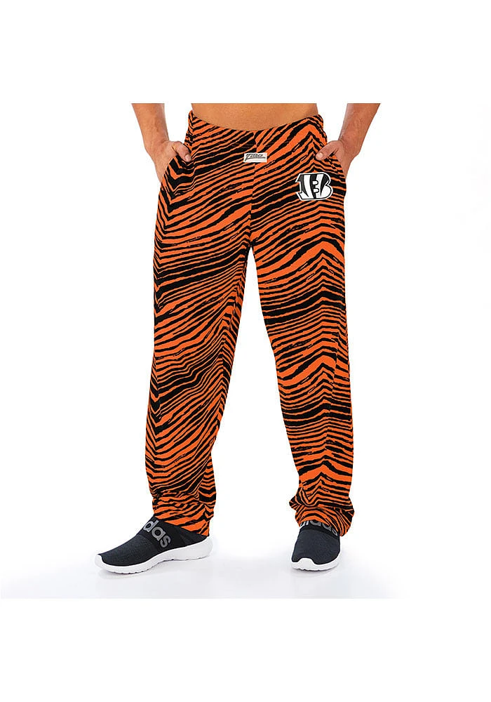 Zubaz Cincinnati Bengals Mens Black Traditional Two Color Zebra Sleep Pants