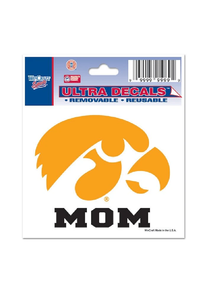 Iowa Hawkeyes 3x4 Mom Auto Decal - Yellow