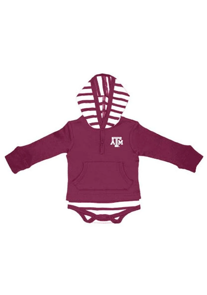 Texas A&M Aggies Baby Maroon Stripe Romper Long Sleeve One Piece