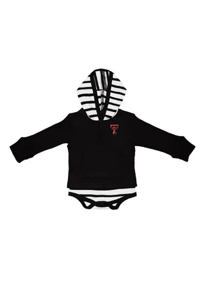 Texas Tech Red Raiders Baby Black Stripe Romper Long Sleeve One Piece