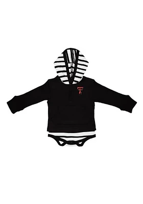 Texas Tech Red Raiders Baby Black Stripe Romper Long Sleeve One Piece