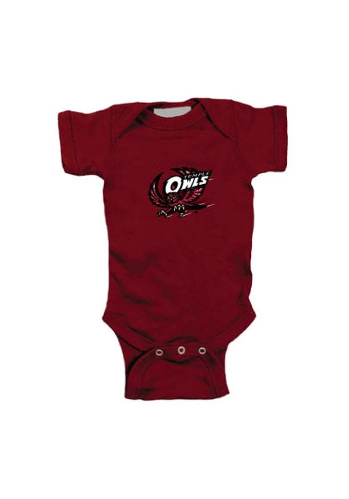 Temple Owls Baby Crimson Embroidered Logo Short Sleeve One Piece