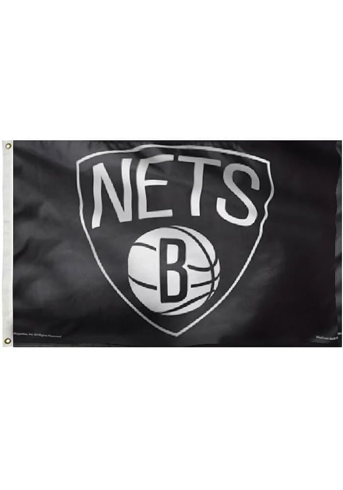 Brooklyn Nets 3x5 Black Silk Screen Grommet Flag