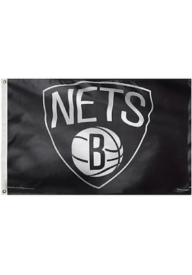 Brooklyn Nets 3x5 Black Silk Screen Grommet Flag