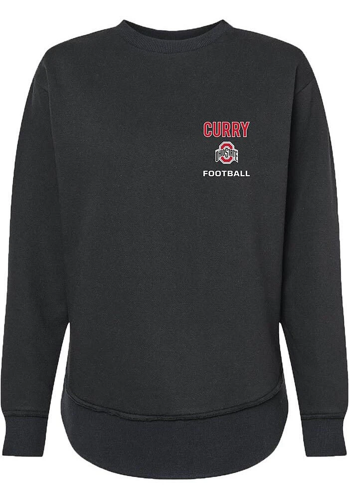 Caden Curry  Rally Ohio State Buckeyes Womens Black NIL Embroidered Crew Sweatshirt