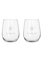 Dallas Cowboys frosted logo Stemless Wine Glass - Navy Blue