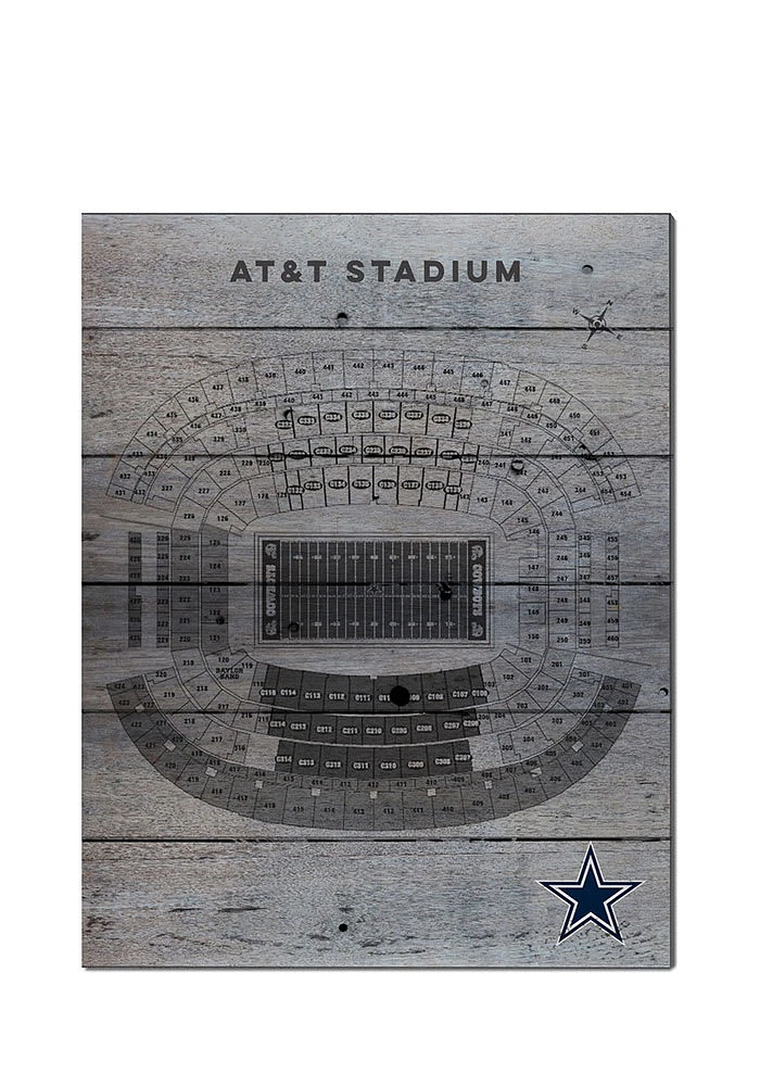 KH Sports Fan Dallas Cowboys 16x20 Seating Chart Sign - Grey