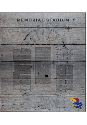 KH Sports Fan Kansas Jayhawks 16x20 Seating Chart Memorial Stadium Sign - Grey