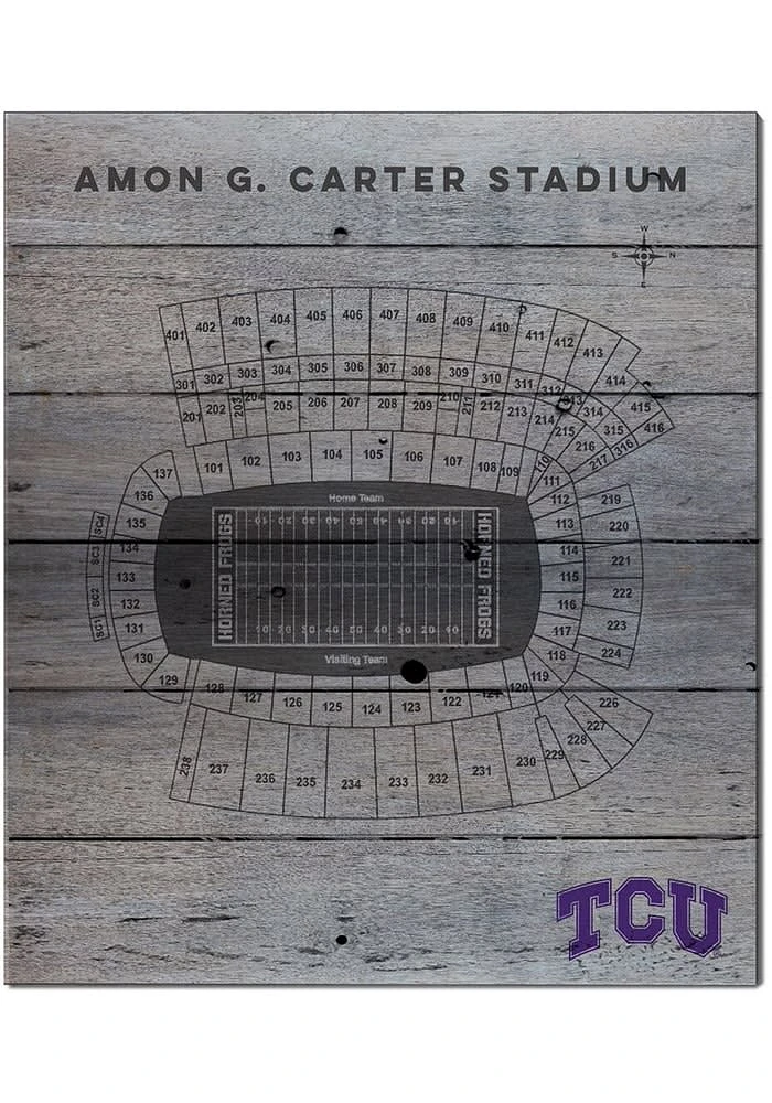 KH Sports Fan TCU Horned Frogs 16x20 Seating Chart Sign - Grey