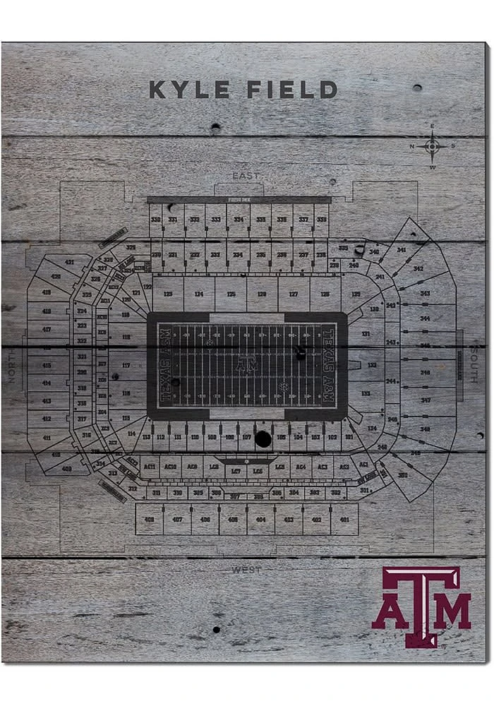 KH Sports Fan Texas A&M Aggies 16x20 Seating Chart Sign - Grey