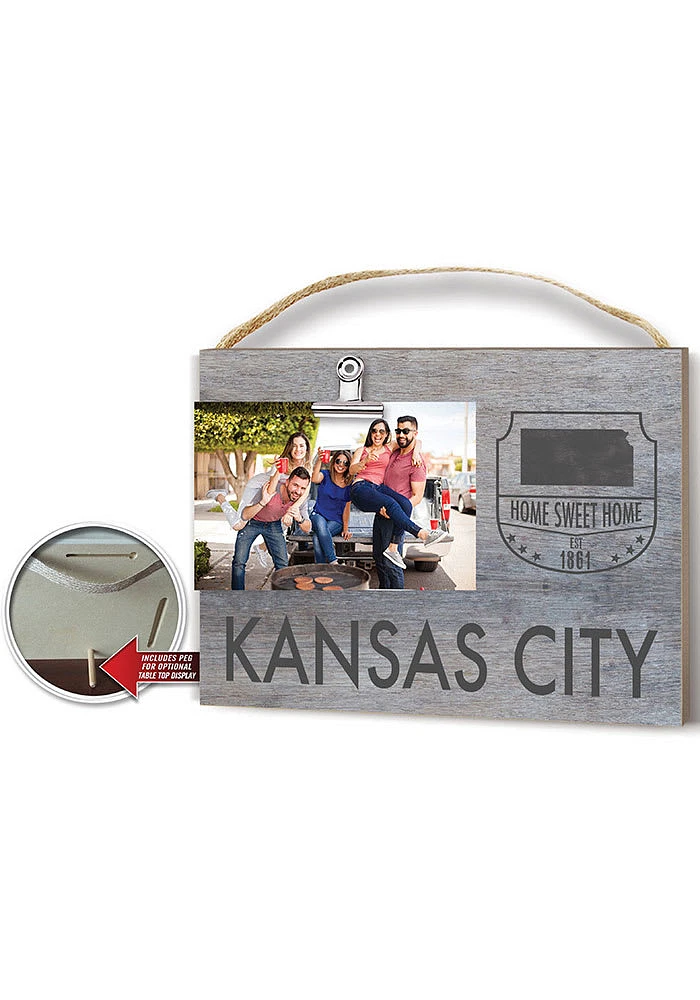 Kansas City Clip it Gray Name Drop Frame Picture Frame - White