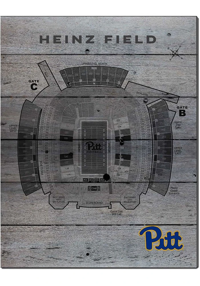 KH Sports Fan Pitt Panthers 16x20 Fan Seating Chart Sign - Grey