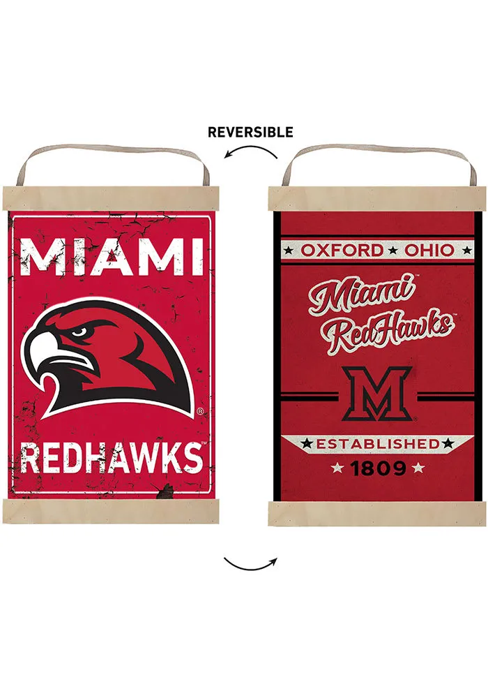 Jardine Associates Miami RedHawks Faux Rusted Reversible Banner Sign