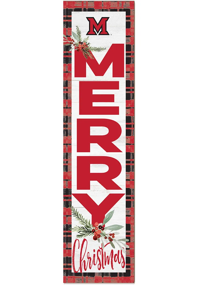 Jardine Associates Miami RedHawks 11x46 Merry Christmas Leaning Sign