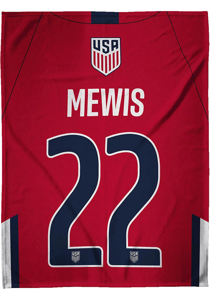 USWNT 60x80 Kristie Mewis Raschel Throw Blanket - Red
