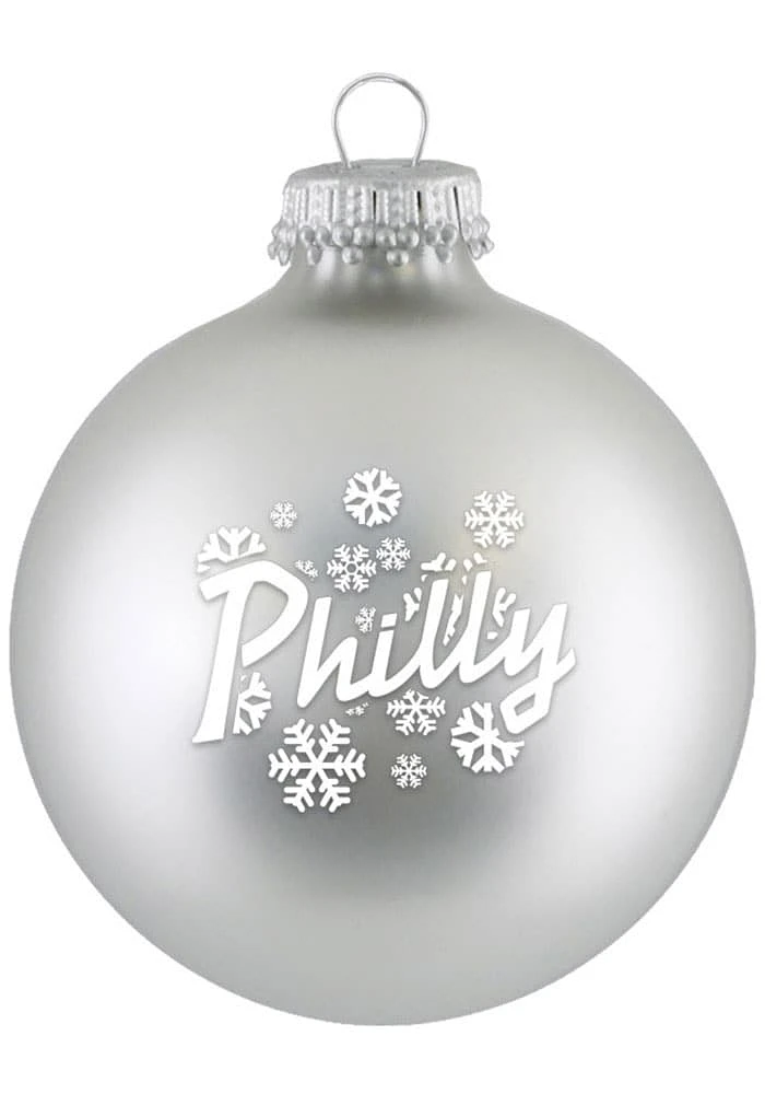 Philadelphia Snowflakes Glass Ball Ornament - Silver
