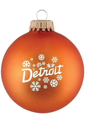 Detroit Snowflakes Orange Glass Ball Ornament