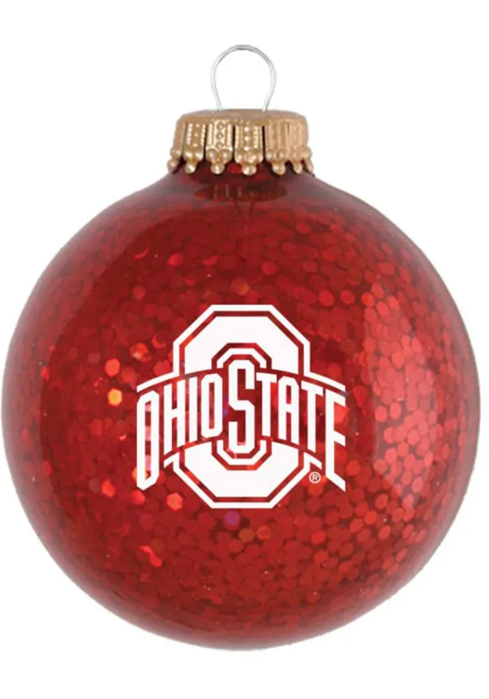 Ohio State Buckeyes Sparkle Ornament - Red