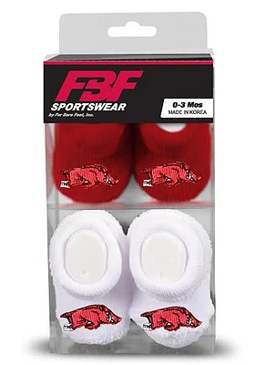 Arkansas Razorbacks 2pk Knit Baby Bootie Boxed Set