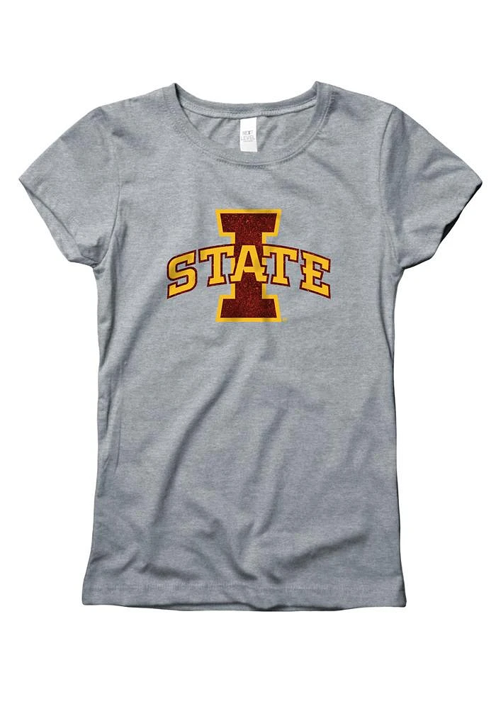 Iowa State Cyclones Girls Grey Glitzy Short Sleeve Tee