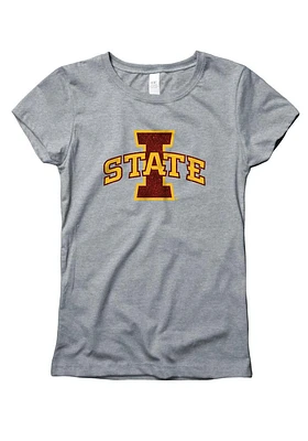 Iowa State Cyclones Girls Grey Glitzy Short Sleeve Tee