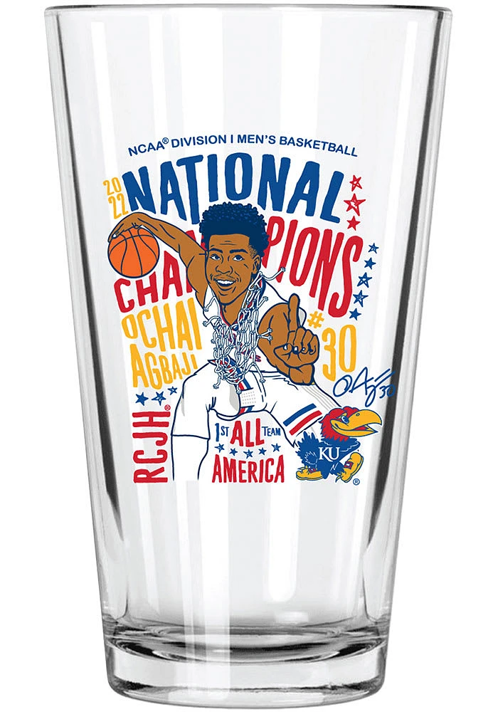 Kansas Jayhawks 16oz Ochai Agbagi #1 Pint Glass