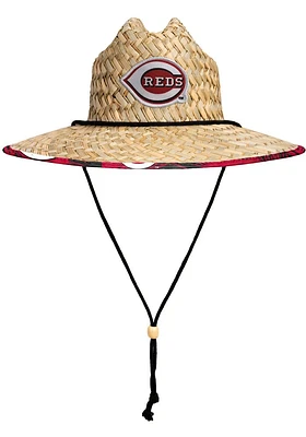 Forever Collectibles Cincinnati Reds Brown Floral Straw Mens Bucket Hat