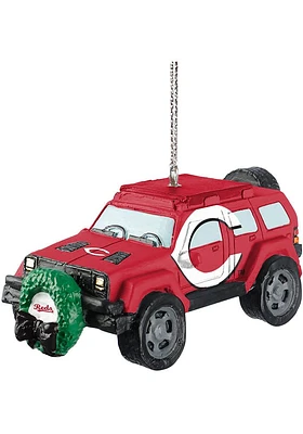 Cincinnati Reds jeep with wreath Ornament