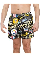 Forever Collectibles Pittsburgh Steelers Mens Black LOGO RUSH Swim Trunks
