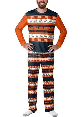 Forever Collectibles Chicago Bears Mens Navy Blue CREWNECK UGLY Sleep Pants