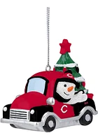 Cincinnati Reds Snowman Riding Truck Ornament