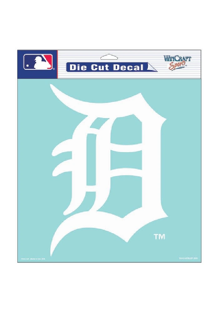 Detroit Tigers 8x8 White Auto Decal - White