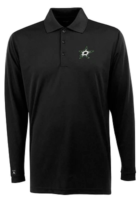 Antigua Dallas Stars Mens Black Exceed Long Sleeve Polo Shirt