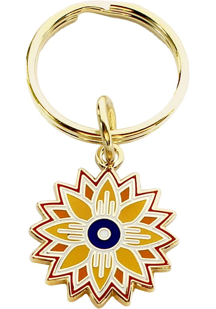 Kansas 1 inch diameter Keychain - Yellow