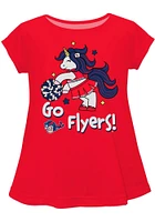 Vive La Fete Dayton Flyers Infant Girls Unicorn Blouse Short Sleeve T-Shirt Red