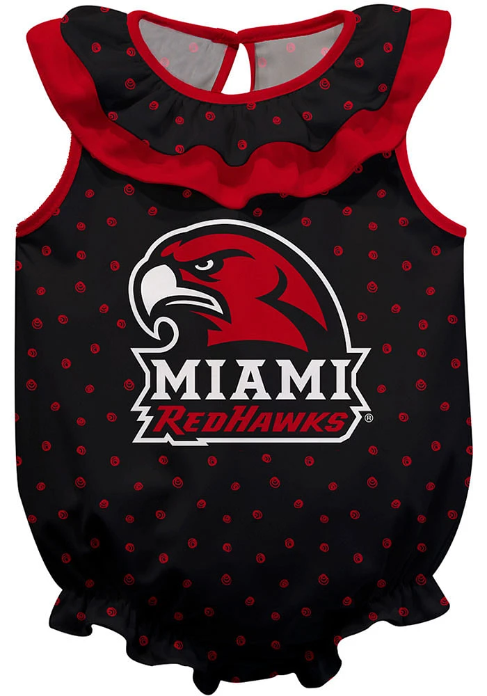 Vive La Fete Miami RedHawks Baby Black Ruffle Short Sleeve One Piece