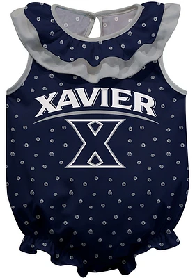 Vive La Fete Xavier Musketeers Baby Navy Blue Ruffle Short Sleeve One Piece