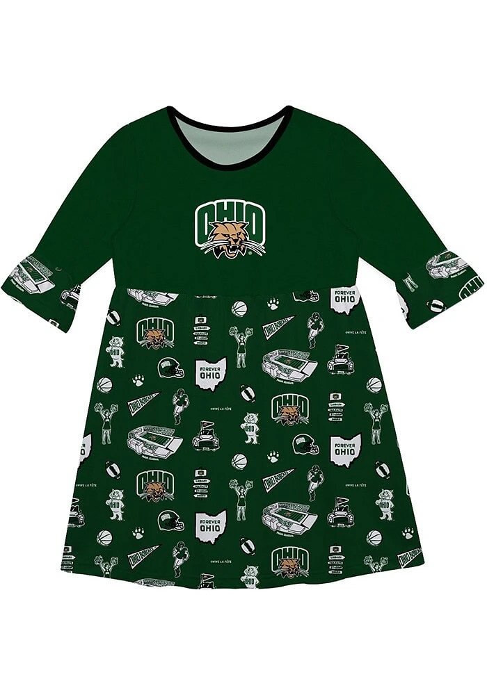 Vive La Fete Ohio Bobcats Toddler Impressions Long Sleeve Dress