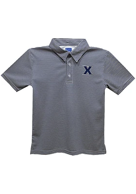 Vive La Fete Xavier Musketeers Youth Navy Blue Pencil Stripe Short Sleeve Polo Shirt