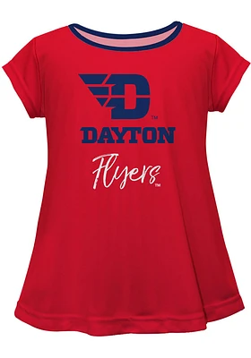 Vive La Fete Dayton Flyers Infant Girls Script Blouse Short Sleeve T-Shirt Red