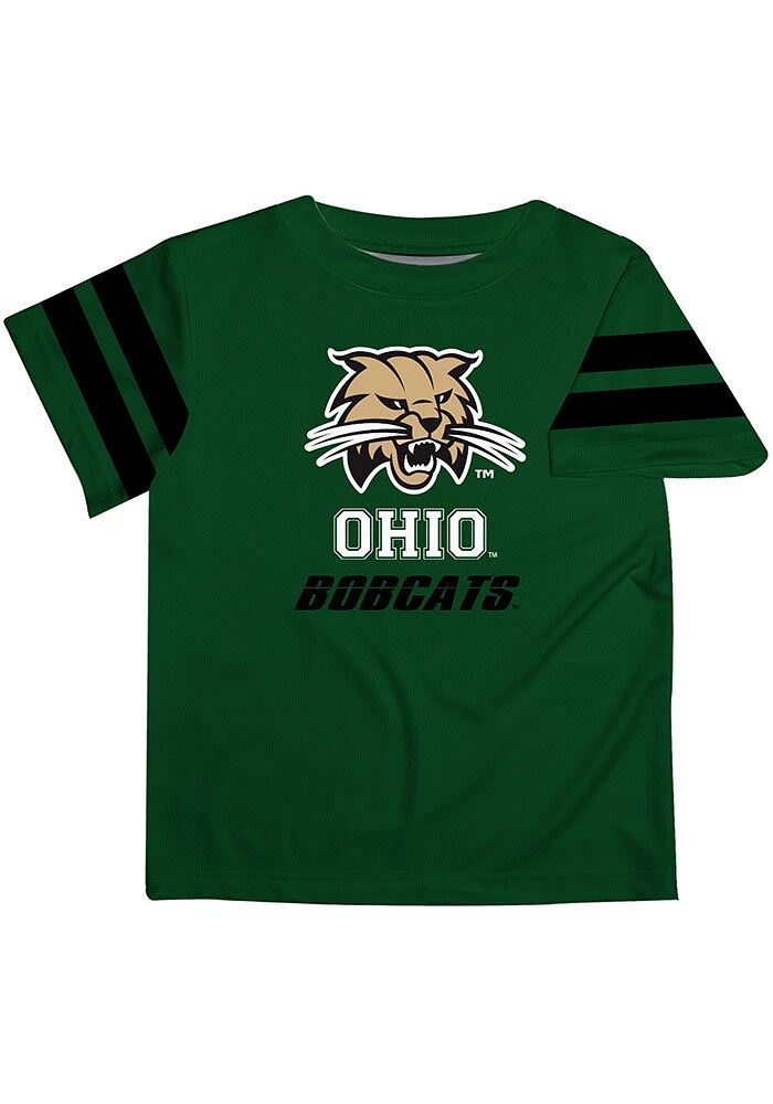 Vive La Fete Ohio Bobcats Youth Green Stripes Short Sleeve T-Shirt