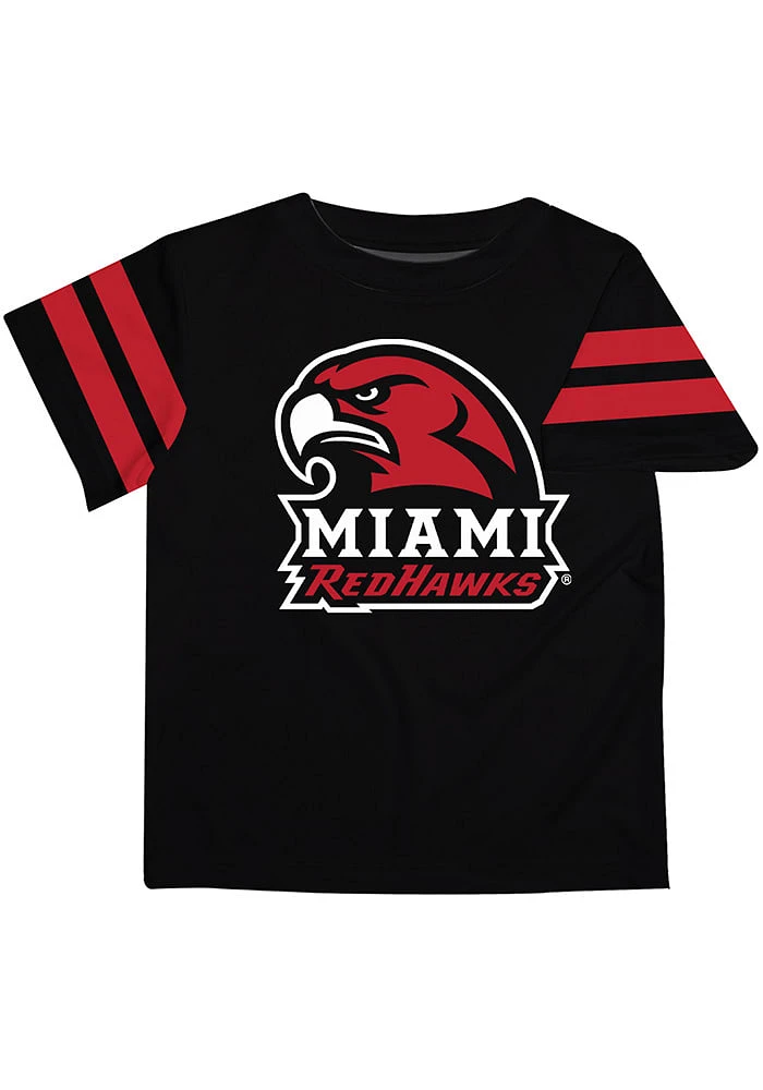 Vive La Fete Miami RedHawks Infant Stripes Short Sleeve T-Shirt Black