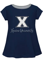 Vive La Fete Xavier Musketeers Infant Girls Script Blouse Short Sleeve T-Shirt Navy Blue