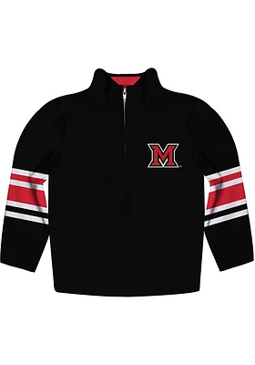 Vive La Fete Miami RedHawks Toddler Black Stripe Long Sleeve 1/4 Zip