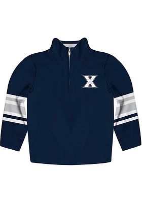 Vive La Fete Xavier Musketeers Toddler Navy Blue Stripe Long Sleeve 1/4 Zip