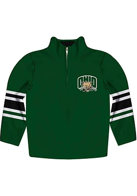 Vive La Fete Ohio Bobcats Youth Green Stripe Long Sleeve Quarter Zip Shirt