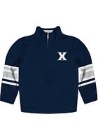 Vive La Fete Xavier Musketeers Youth Navy Blue Stripe Long Sleeve Quarter Zip Shirt